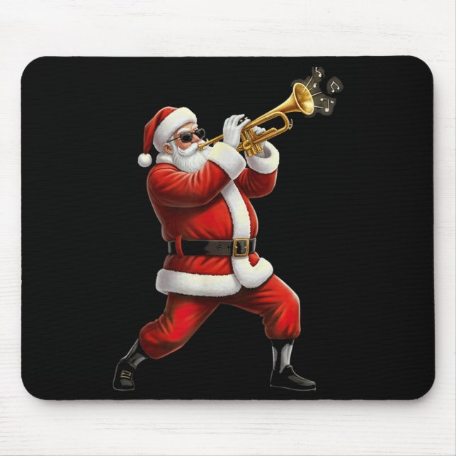 Funny Trumpet Santa Christmas Graphic Player Trump Mouse Mat (Front)