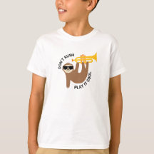 Funny Trumpet sloth T-Shirt for kids