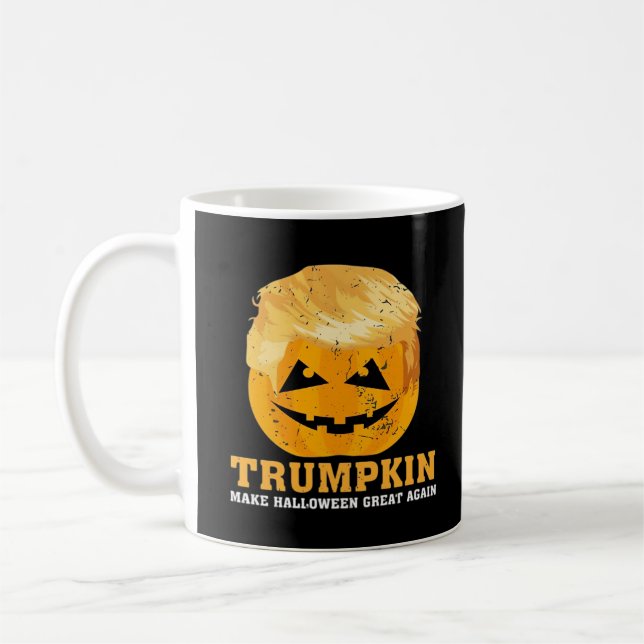 Funny Trumpkin Make Halloween Great Again Coffee Mug (Left)