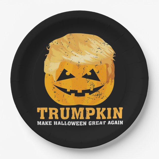 Funny Trumpkin Make Halloween Great Again Paper Plate (Front)