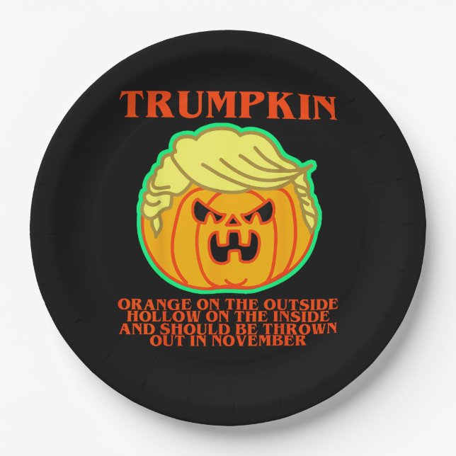Funny Trumpkin Paper Plate (Front)