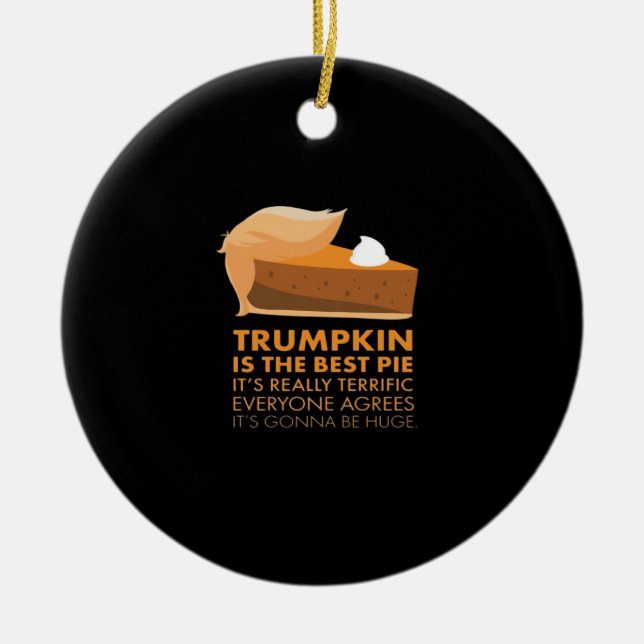 Funny Trumpkin Pie Ceramic Tree Decoration (Front)