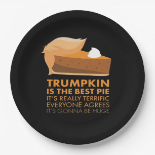 Funny Trumpkin Pie Paper Plate
