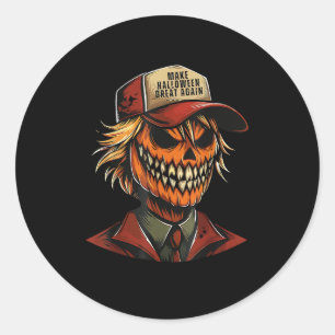 Funny Trumpkin Pumpkin Skeleton Make Halloween Gre Classic Round Sticker