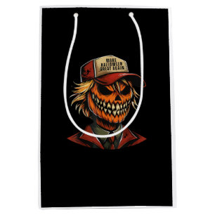 Funny Trumpkin Pumpkin Skeleton Make Halloween Gre Medium Gift Bag