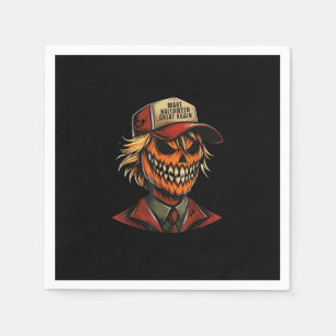 Funny Trumpkin Pumpkin Skeleton Make Halloween Gre Napkin