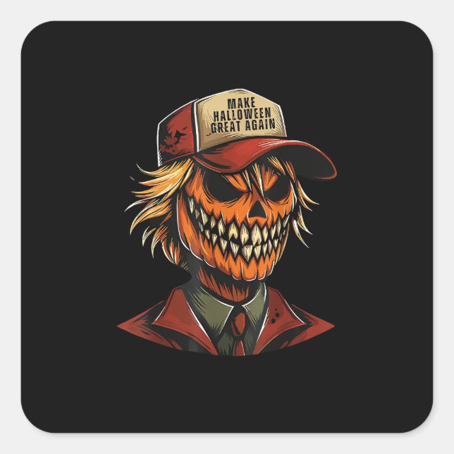 Funny Trumpkin Pumpkin Skeleton Make Halloween Gre Square Sticker (Front)