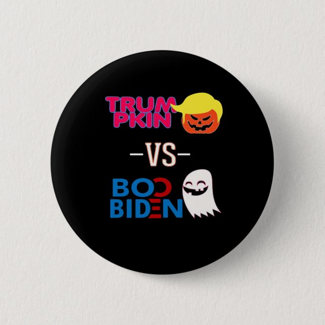 Funny Trumpkin Vs Boo Biden Halloween Design Class 6 Cm Round Badge (Front)