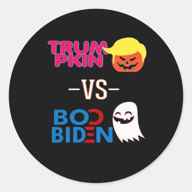 Funny Trumpkin Vs Boo Biden Halloween Design Class Classic Round Sticker (Front)
