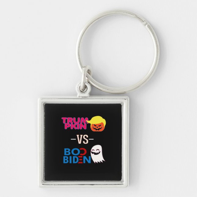 Funny Trumpkin Vs Boo Biden Halloween Design Class Key Ring (Front)