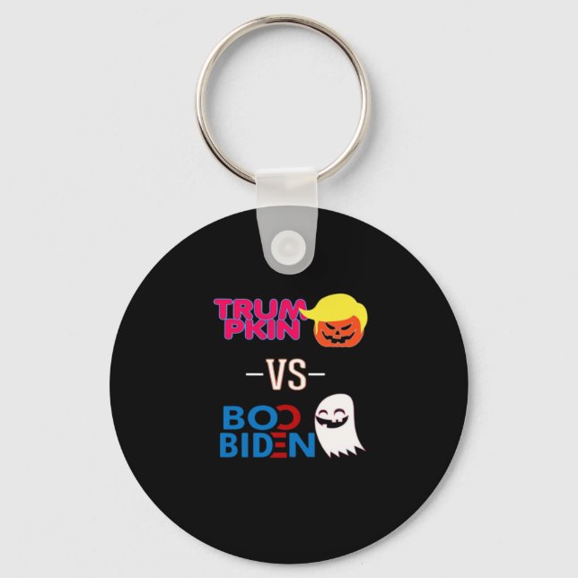 Funny Trumpkin Vs Boo Biden Halloween Design Class Key Ring (Front)