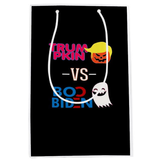 Funny Trumpkin Vs Boo Biden Halloween Design Class Medium Gift Bag (Front)