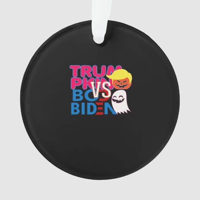 Funny Trumpkin Vs Boo Biden Halloween Design Class Ornament (Front)