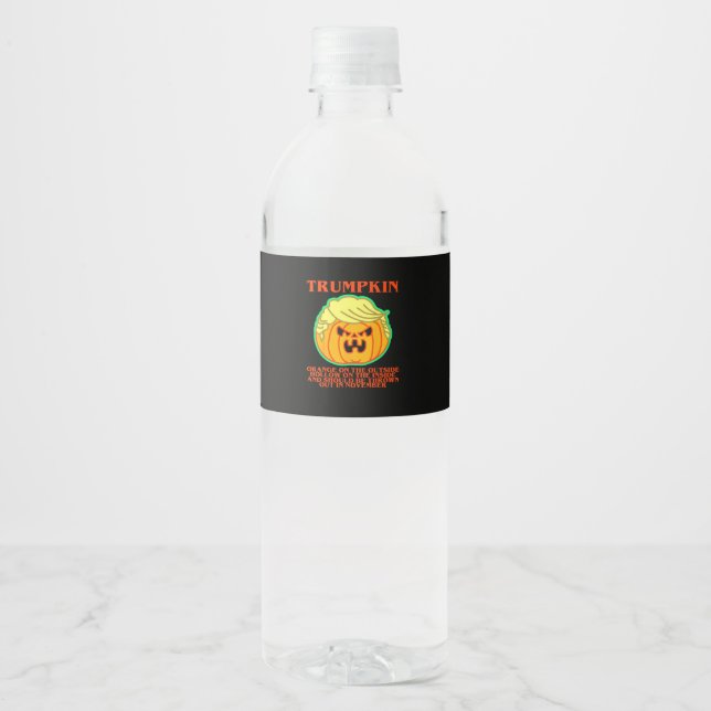 Funny Trumpkin Water Bottle Label (Front)