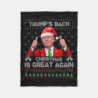 Funny Trump's Back Christmas Is Great Again Xmas P Fleece Blanket
