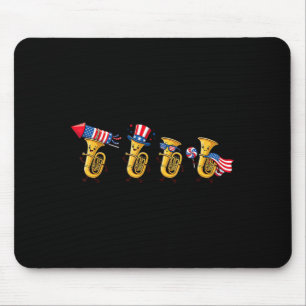 Funny Tuba Aamerican Usa Flag 250 Years 4th Of Mouse Mat