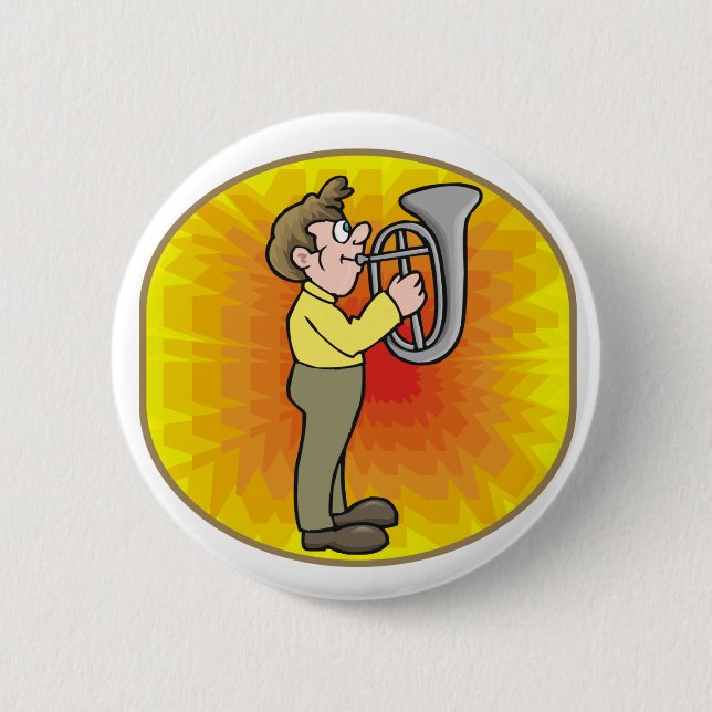 Funny Tuba Player Button (Front)