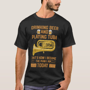 Funny Tuba Player Marching Band Beer Drinking Gif T-Shirt