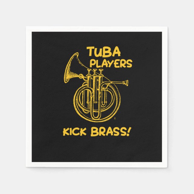 Funny Tuba Players Kick Brass Musician Music Instr Napkin (Front)