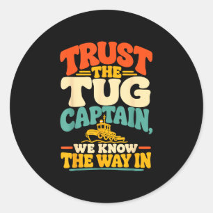 Funny tugboat captain harbour boat operator classic round sticker