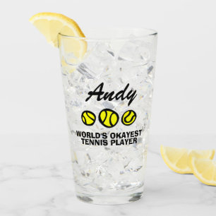 Funny tumbler glass gift for okayest tennis player