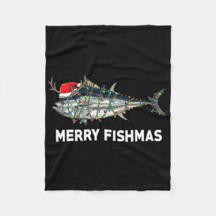 Funny Tuna Fish Christmas Santa Claus Xmas Fisherm Fleece Blanket