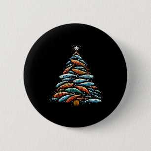 Funny Tuna Fish Christmas Tree Santa Claus Xmas Fi 6 Cm Round Badge