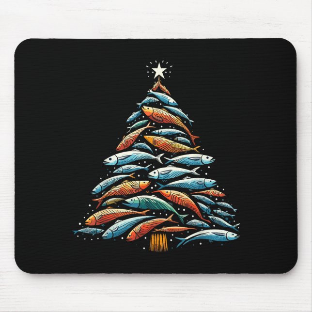 Funny Tuna Fish Christmas Tree Santa Claus Xmas Fi Mouse Mat (Front)