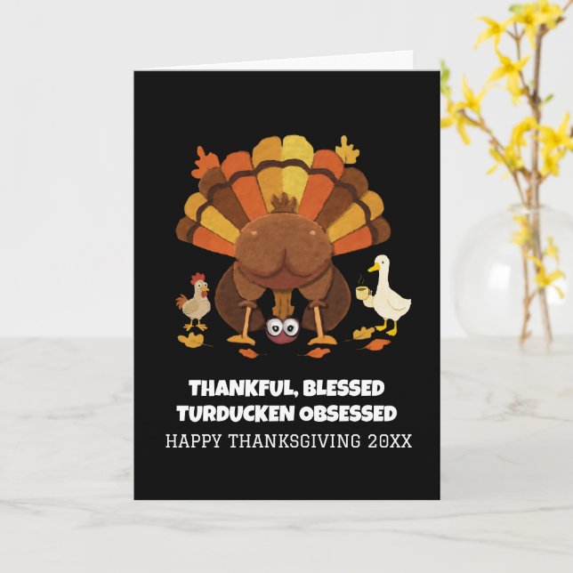 Funny Turducken Thanksgiving Card (Yellow Flower)