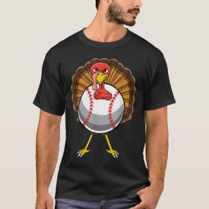 Funny Turkey Baseball Player Coach Team Gift Thank T-Shirt