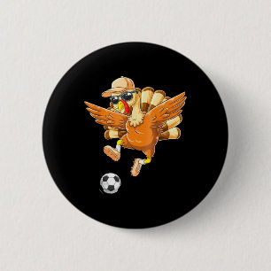 Funny Turkey Bicycle Kick Soccer Thanksgiving Boys 6 Cm Round Badge