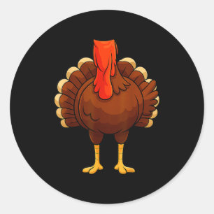 Funny Turkey Body Costume Thanksgiving Men Women K Classic Round Sticker