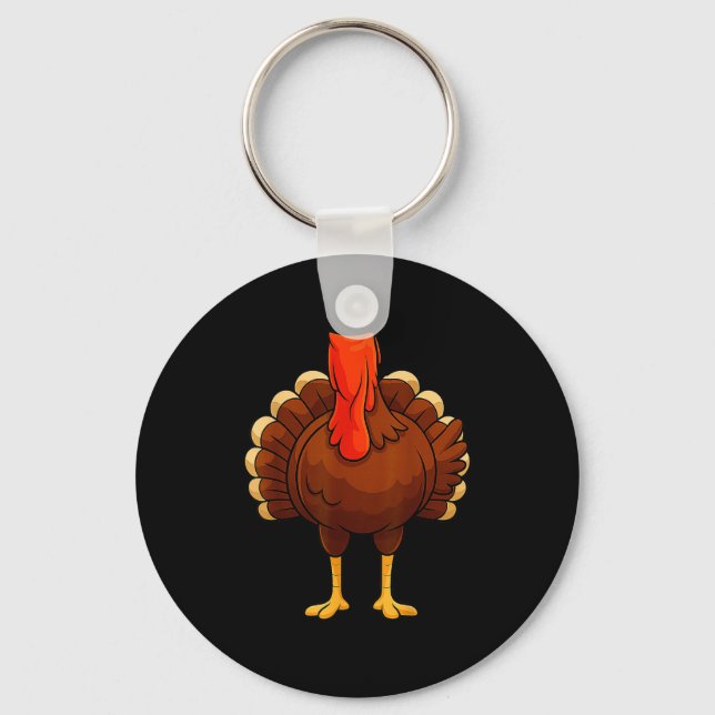 Funny Turkey Body Costume Thanksgiving Men Women K Key Ring (Front)