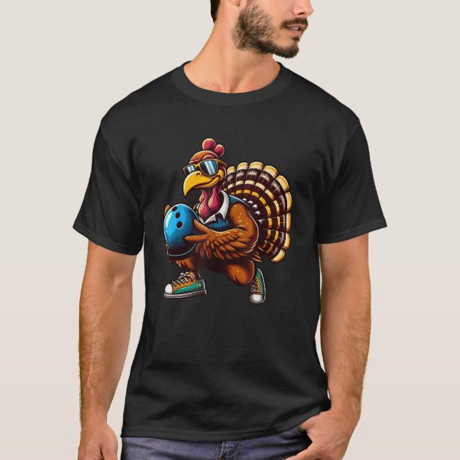 Funny Turkey Bowler Thanksgiving Bowling Womens Me T-Shirt (Front)