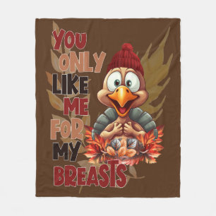 Funny Turkey Breasts Thanksgiving Fleece Blanket