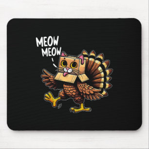 Funny Turkey Cat Meow Men Women Kids Happy Thanksg Mouse Mat