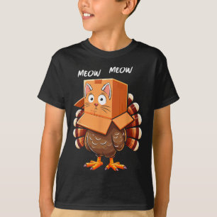 Funny Turkey Cat Meow Men Women Kids Happy Thanksg T-Shirt