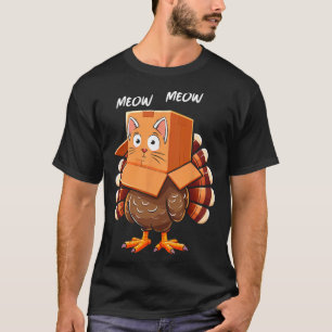 Funny Turkey Cat Meow Men Women Kids Happy Thanksg T-Shirt
