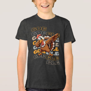 Funny Turkey Dab Thanksgiving Tri-Blend Shirt