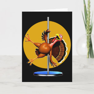 Funny Turkey Dancing Apparel Dancing Pole Thanksgi Card