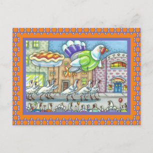 FUNNY TURKEY DAY PARADE HELIUM BALLOONS POSTCARD