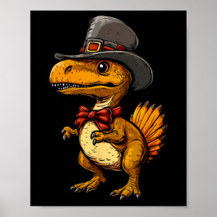 Funny Turkey Dinosaur Thanksgiving Cute Turkeysaur Poster