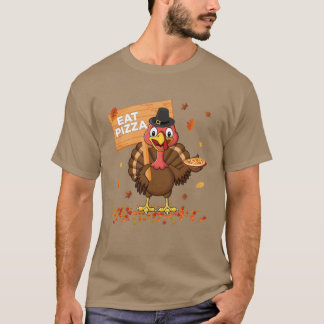 Funny Turkey Eat Pizza Kids Adult Vegan Thanksgivi T-Shirt