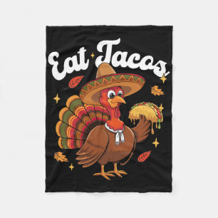 Funny Turkey Eat Taco Vegan Funny Thanksgiving Men Fleece Blanket