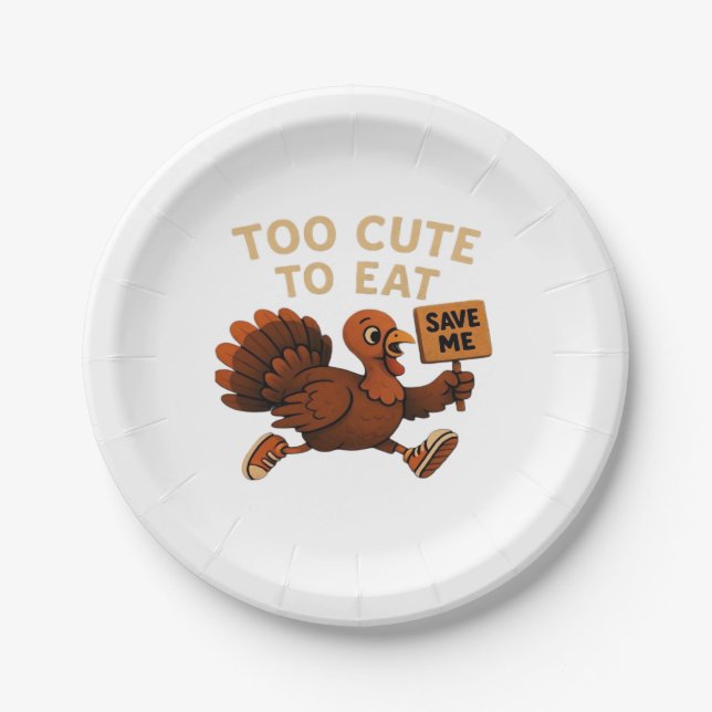 Funny Turkey Escape Oversized T-Shirt.png Paper Plate (Front)
