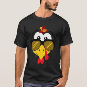 Funny Turkey Face Couples Sunglasses Family Thanks T-Shirt