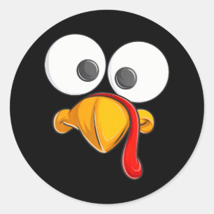 Funny Turkey Face s Toddler Boys Thanksgiving Day Classic Round Sticker