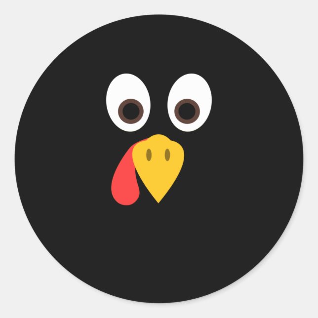 Funny Turkey Face Thanksgiving Classic Round Sticker (Front)