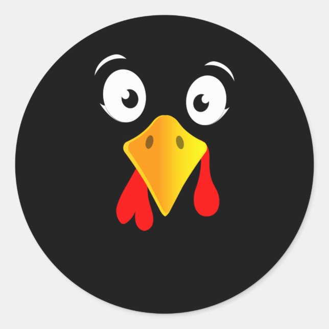 Funny Turkey face Thanksgiving Day Classic Round Sticker (Front)