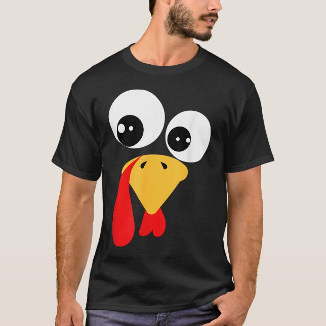 Funny Turkey Face Thanksgiving Family Costume Kids T-Shirt (Front)